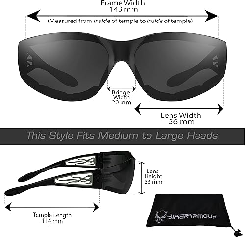 Miniatura 10 de Bikershades Motorcycle Sunglasses Foam Padded with Flame design for Men for women - Free Microfiber Cleaning Case Dragster