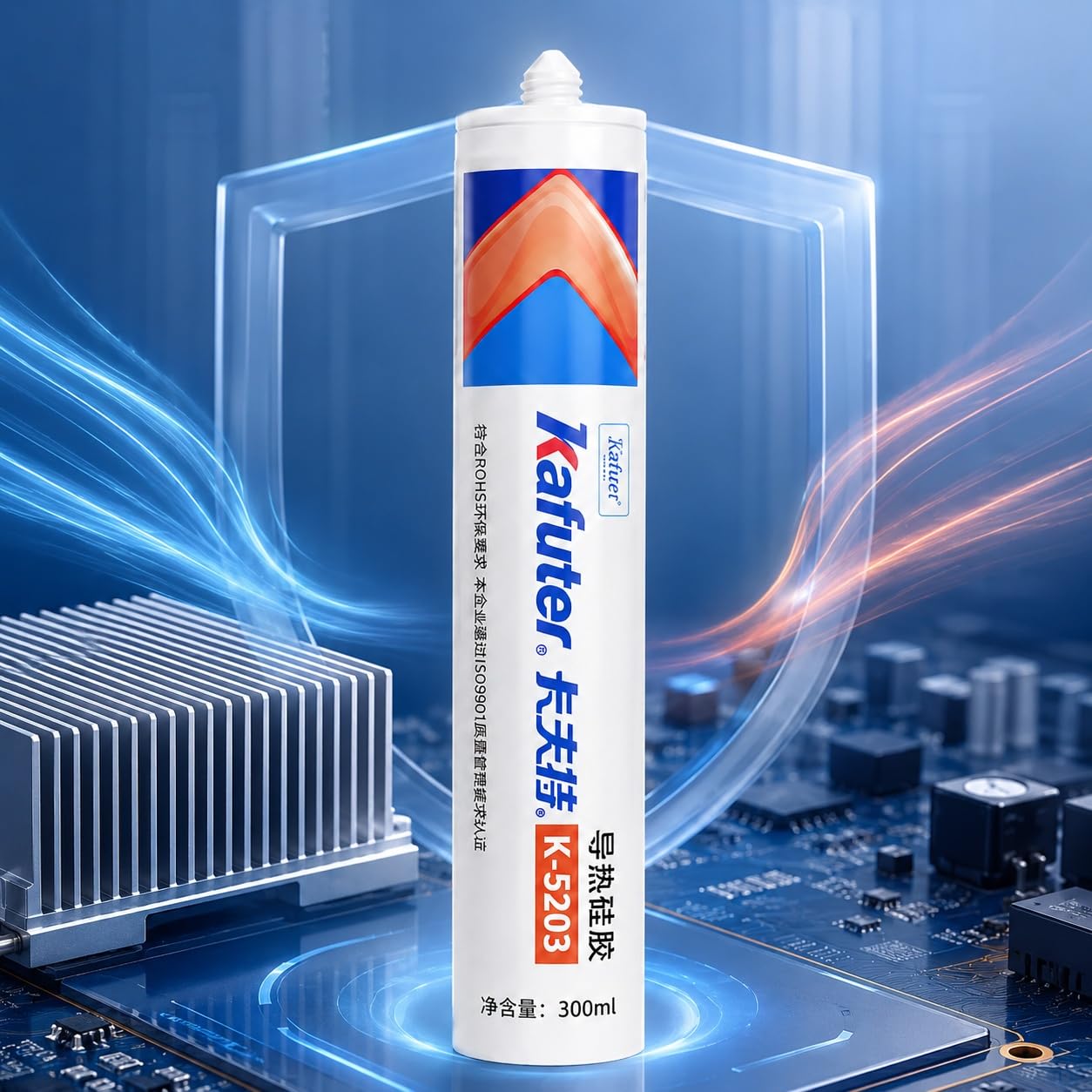 VIDOO Kafuter K-5203 300 ml Przemysłowy Silikonowy Uszczelniacz, Przemysłowy Silikonowy Uszczelniacz, Biały Wkład Termoprzewodzący RTV do Masowej Produkcji