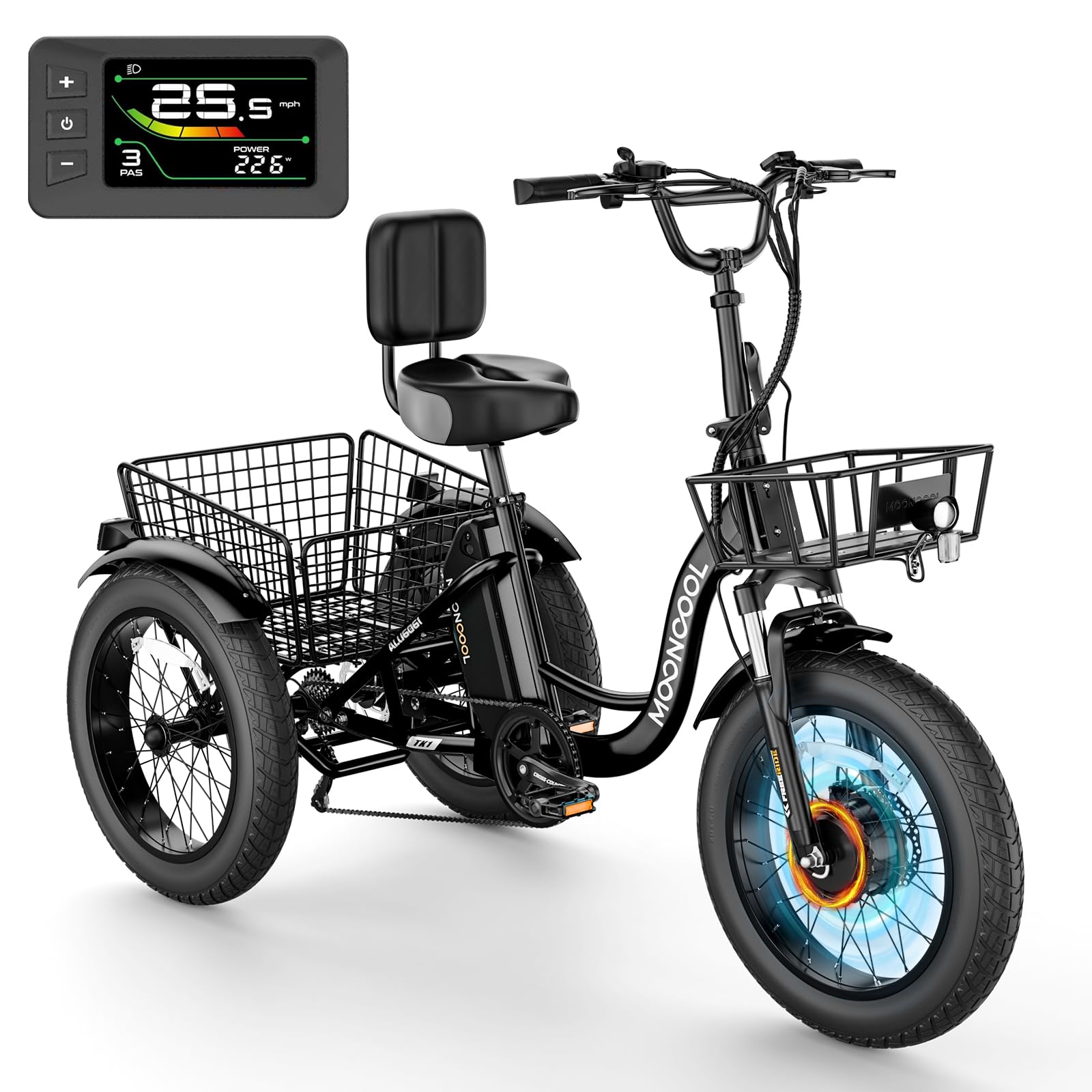 NAIZEA Electric Tricycle Adult Electric Bicycles, 350W 36V Electric Trike,3 Wheel Electric Bike Ebike E Bicycle with Removable Battery, Motorized Trike with Basket for Women Men