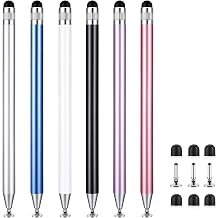 6 Pack Stylus Pen for Touchscreen, 2-in-1 Universal Stylus for Nintendo Switch, High-Precision Disc Tip Capacitive Stylus Pencil for Apple iPad/Ayn Thor/iPhone/Android Smartphones and Tablets