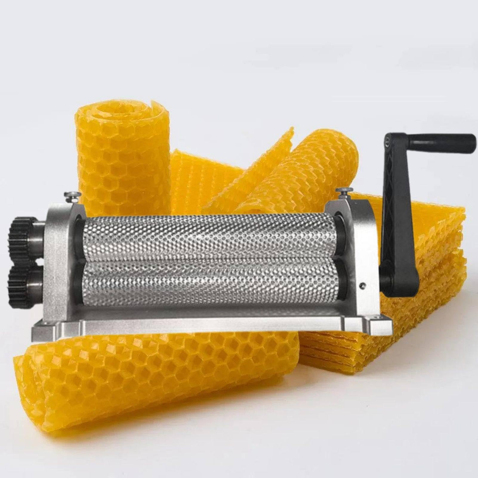 MhWrughts Manual Honeycomb Embossing Roller Machine Beeswax Foundation Sheet Mill 50 x 280mm Aluminum Alloy Roller for Beekeepers Bee Farms 5.4㎜