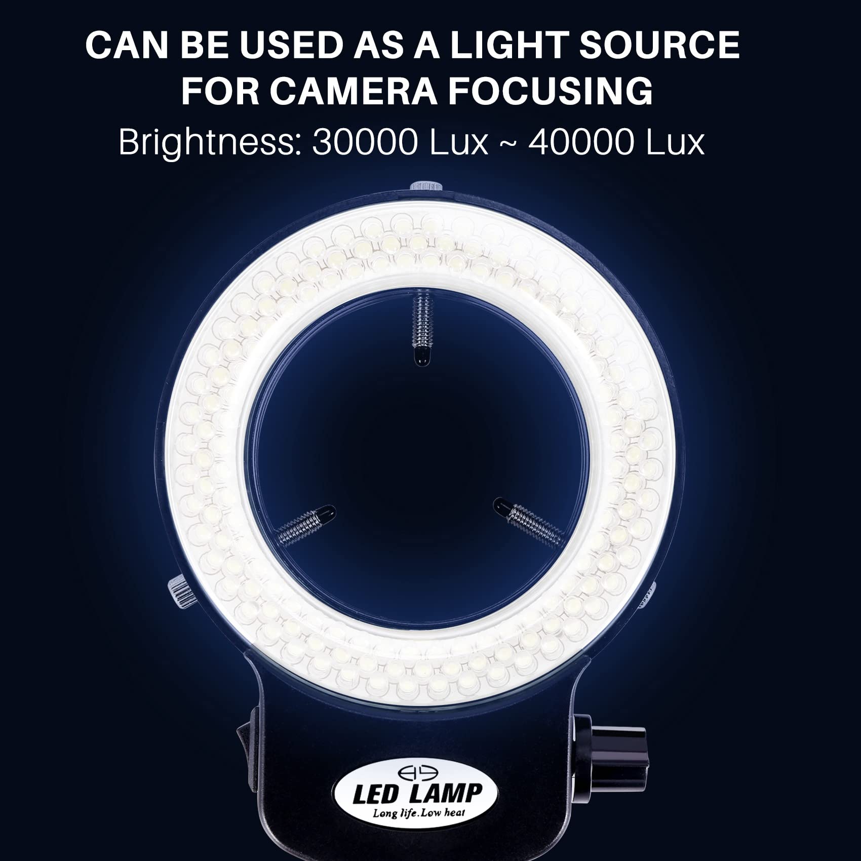 144 LED Lumière d'anneau du Microscope, Anneau Lampe de Source Lumineuse de lumière d'appareil pour microscopes et caméra, 144 Perles LED Source de lumière Luminosité réglable
