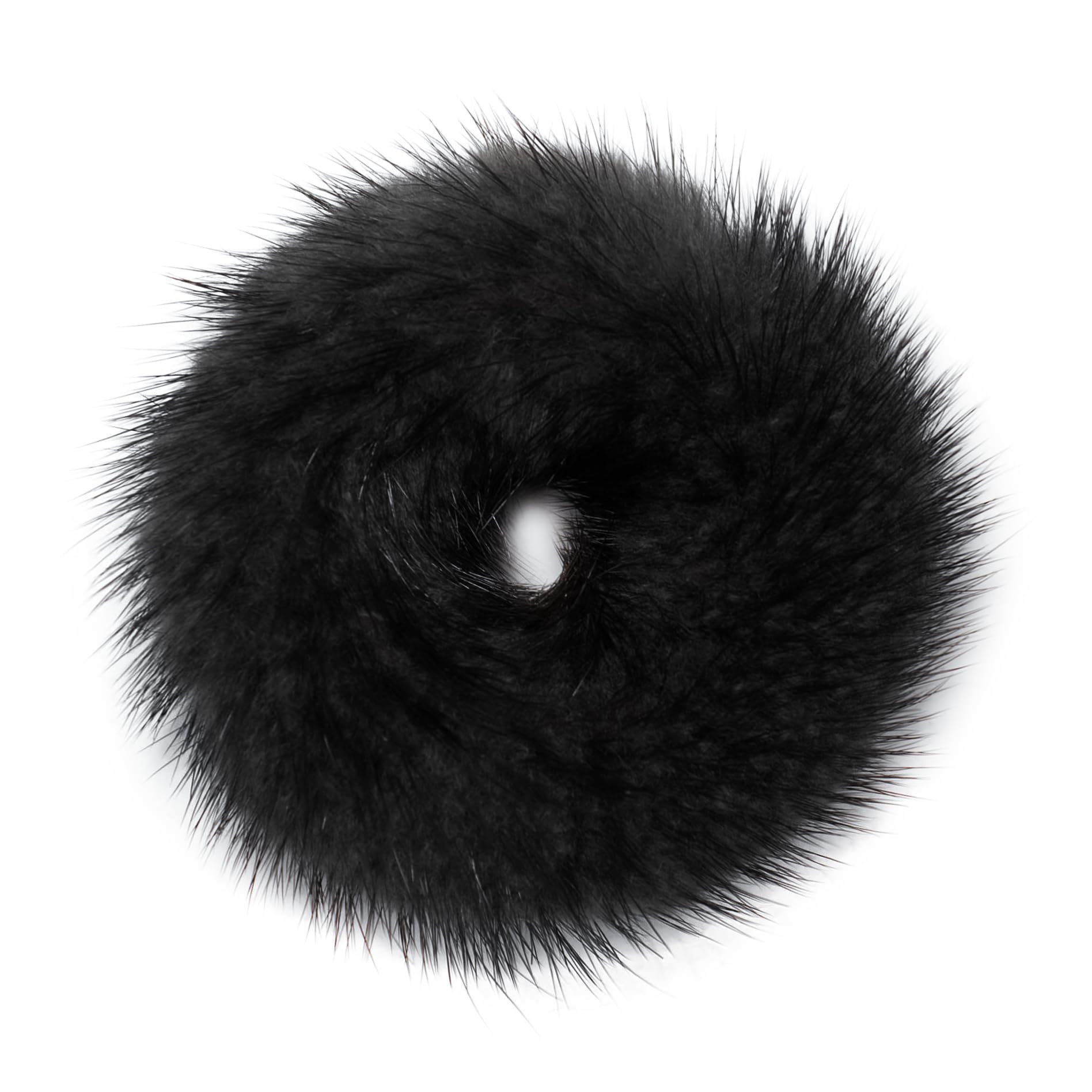surell Mink Scrunchie - Gentle Damage Free Hair Tie - Hair Beauty Accessories - Mink Fur Womans Girls Hair Care Gift (Black)