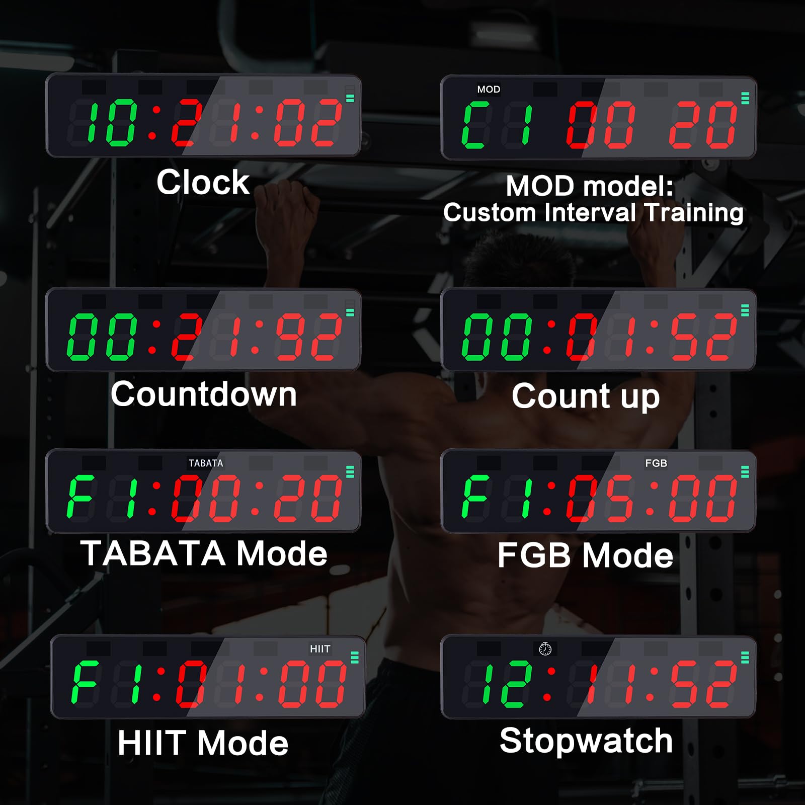 PELLOR Temporizador Multifunción para Gimnasio - Portátil Reloj Cronómetro LED con Potente Imán, 5 Niveles Brillo, Cuenta Regresiva/Progressiva, Timer per Intervalli Fitness para Casa/Garaje/Boxeo