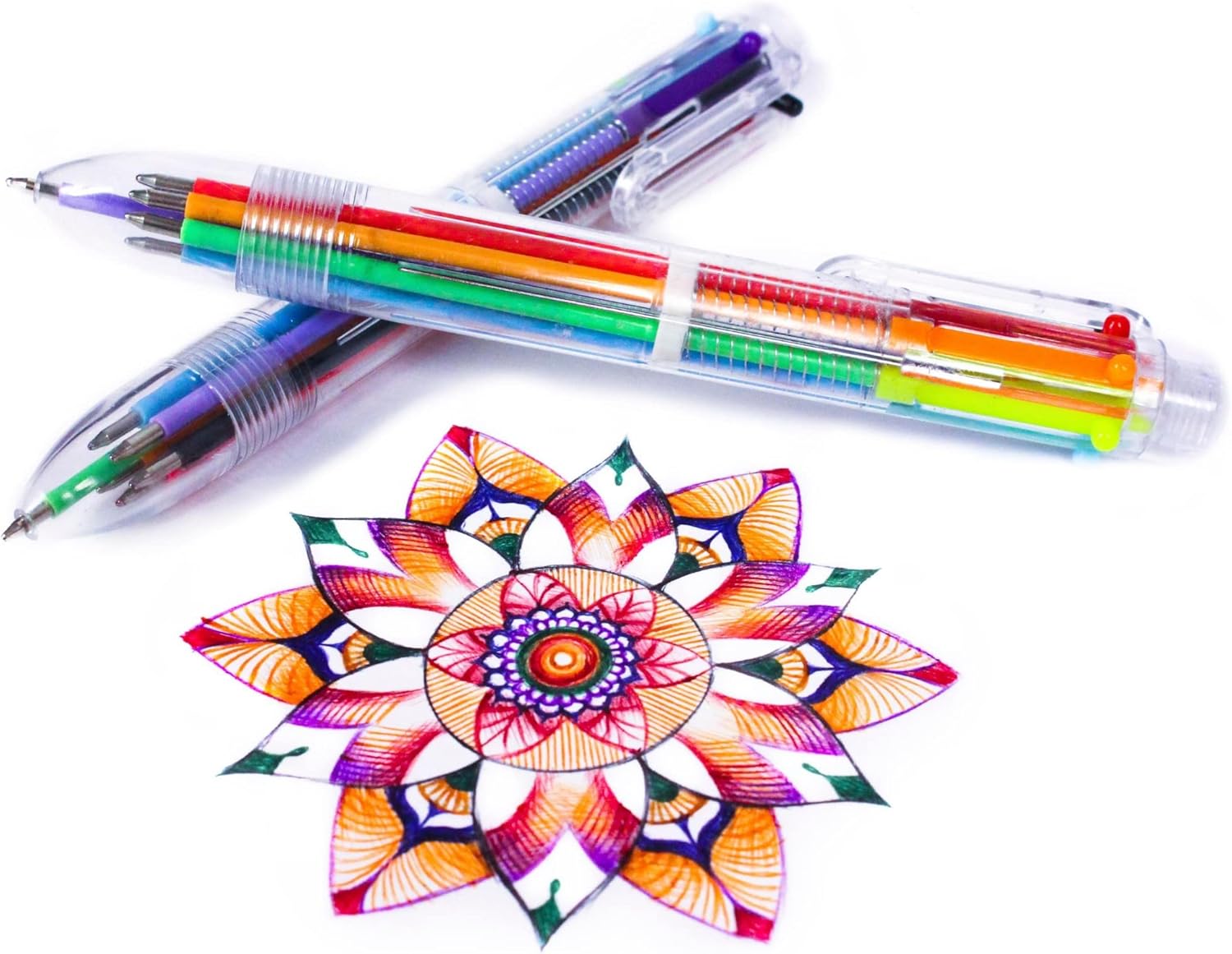 Multicolor Pens - 24 Pack of 6-in-1 Retractable Ballpoint Pens - 6 Vivid Colors in Every Pen - Best for Smooth Writing - By Hieno