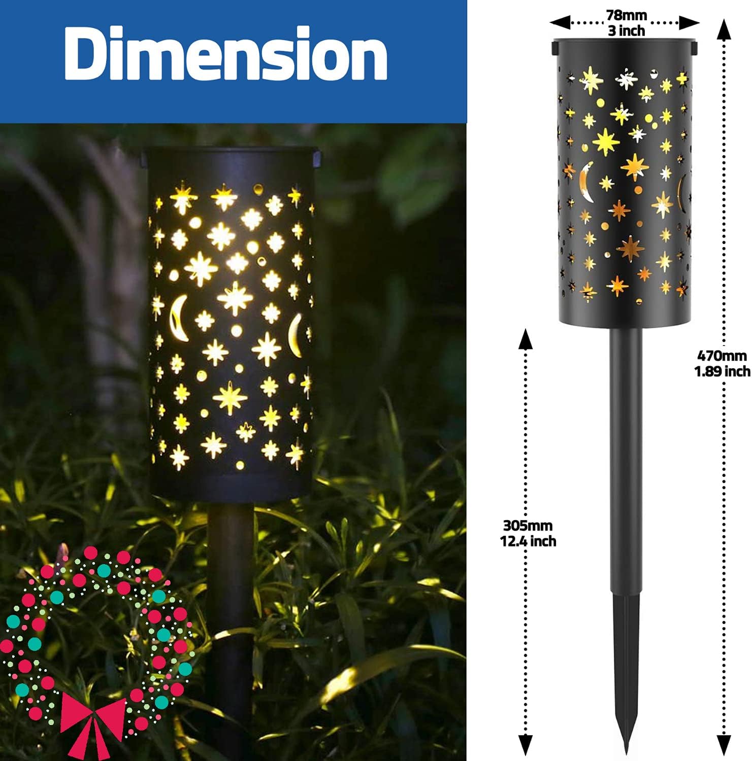6 PC Metal Solar Pathway Lights Outdoor Waterproof-Hanging Solar Lights Outdoor Pathway-Solor. Lights for Patio-Moon Solar Lights Outdoor Pathway-Hanging Solar Lanterns Outdoor-Landscape Path Lights - - 
