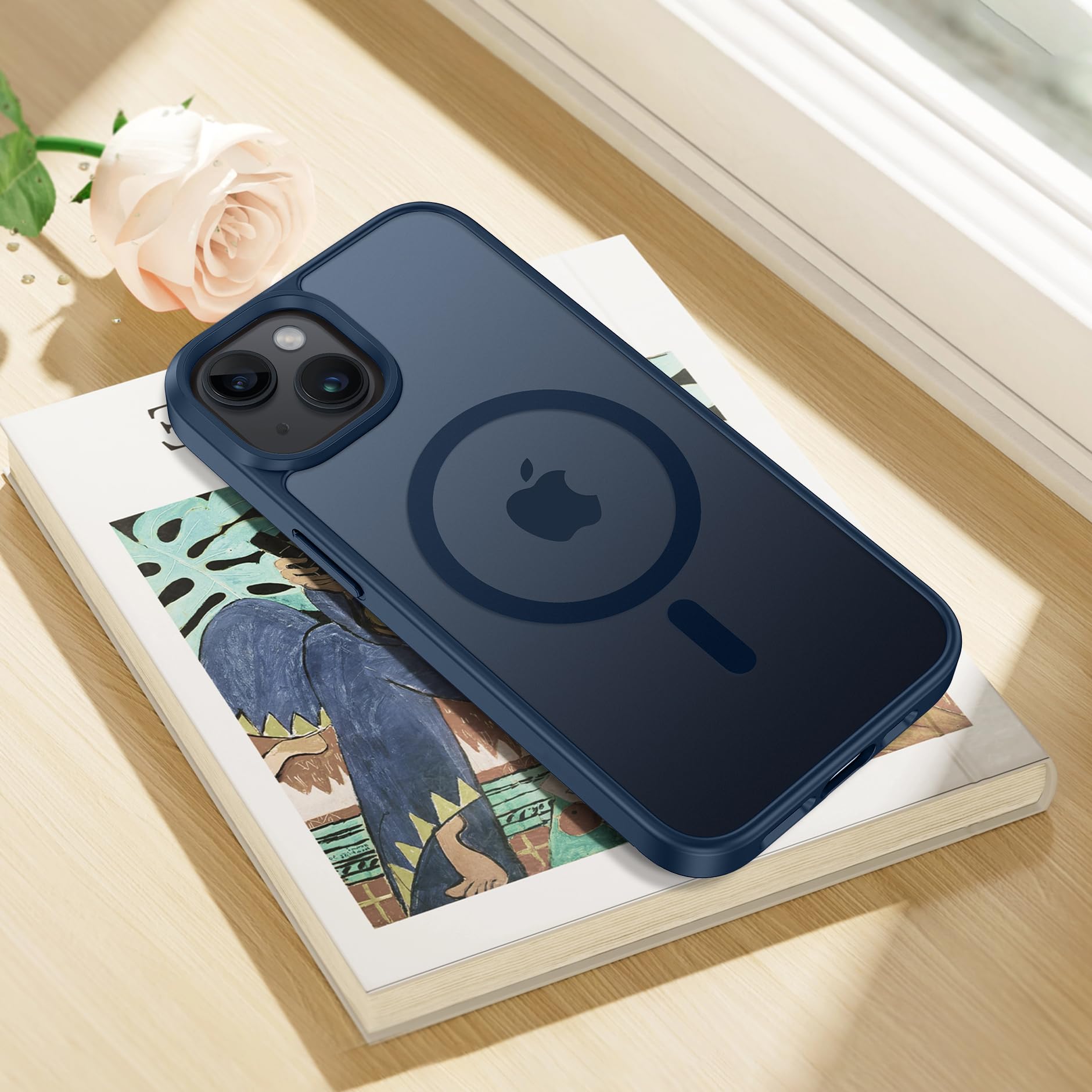 for iPhone 15 Case,for iPhone 14/13 Case,[Compatible with MagSafe] Shockproof Military-Grade Protection,Magnetic Phone Case,Translucent Matte Back