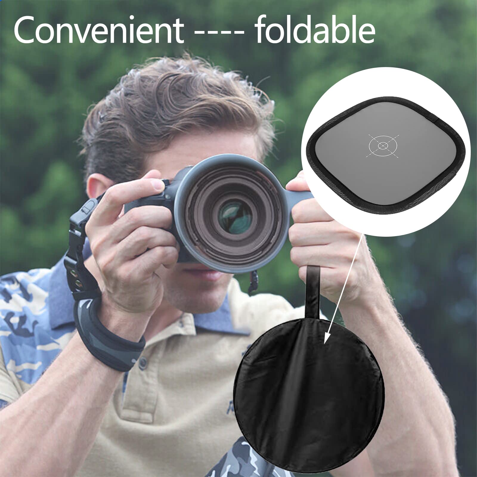 Grey White Balance Reference Card 30 cm Portatile Folding 18% Fotografico Borsa