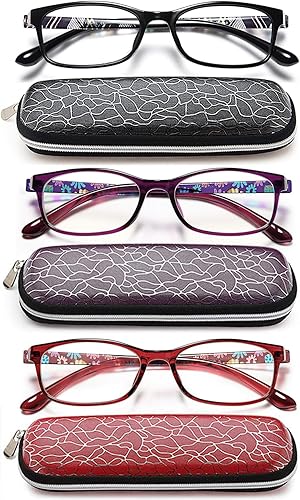 EYEURL Gafas de lectura para mujer, bloqueo de luz azul para mujer, paquete de 3 lentes para lectura frente a la computadora, 2.75, bisagra de