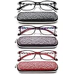 EYEURL Reading Glasses for Women-Blue Light Blocking For Women-3 Pack Computer Readers 1.75 Spring Hinge Anti UV Ray/Eye Strain/Glare Eyeglasses