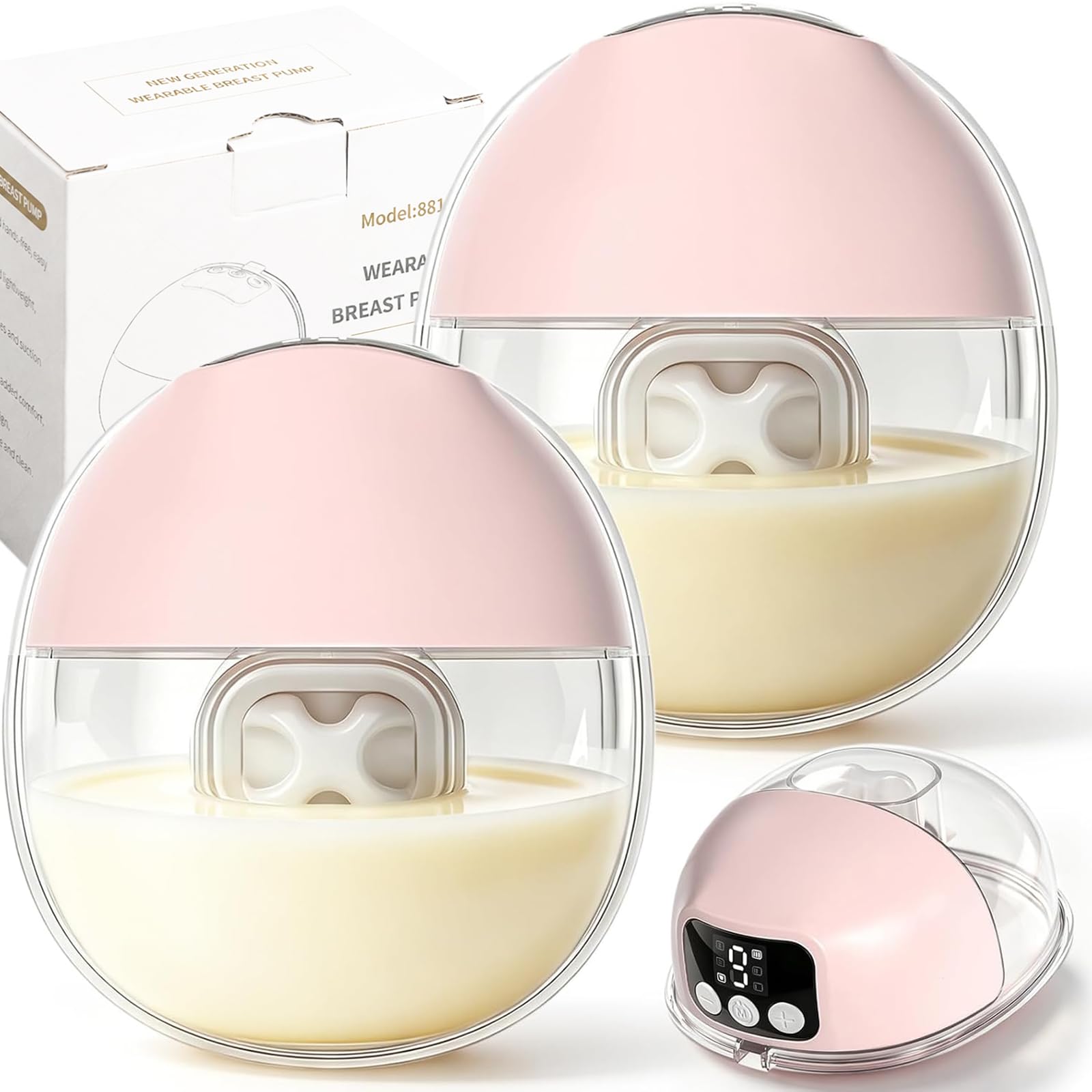 2 Pack Electric Breast Pump, 2026 Upgraded Gentle Suction Wearable Hands Free Breast Pump, 3 Mode 9 Level Portable Leakproof, 6oz Large Capacity ​​Low Noise