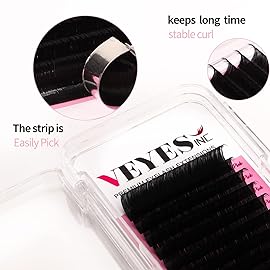 VEYES INC Classic Volume Lash Extensions 0.03-0.20 J/B/L/C/CC/D/DD Curl 5-25mm Mixed & Single Length Tray, Premium Silk Eyelashes, Professional Supplies for Lash Techs(Matte Black 0.20 C 8-16mm)