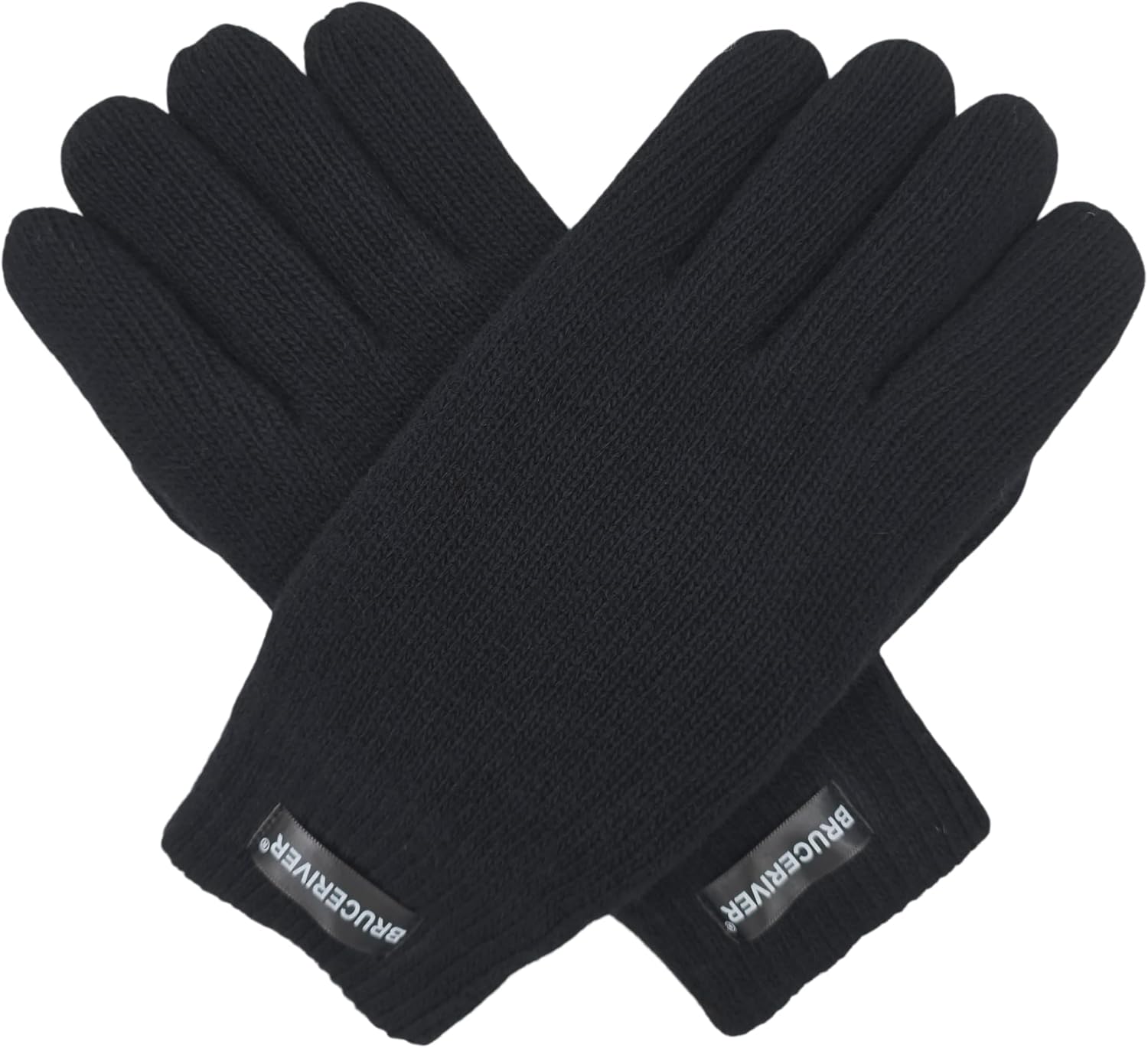 BRUCERIVER Men Pure Wool Knit Gloves with Thinsulate Lining and Elastic Rib Cuff