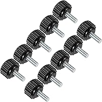Vista 1 de Perillas de sujeción moleteadas, rosca macho M4 x 0.394 in, cabeza de 0.630 in, pomos de plástico termoestable para tornillo de pulgar negro