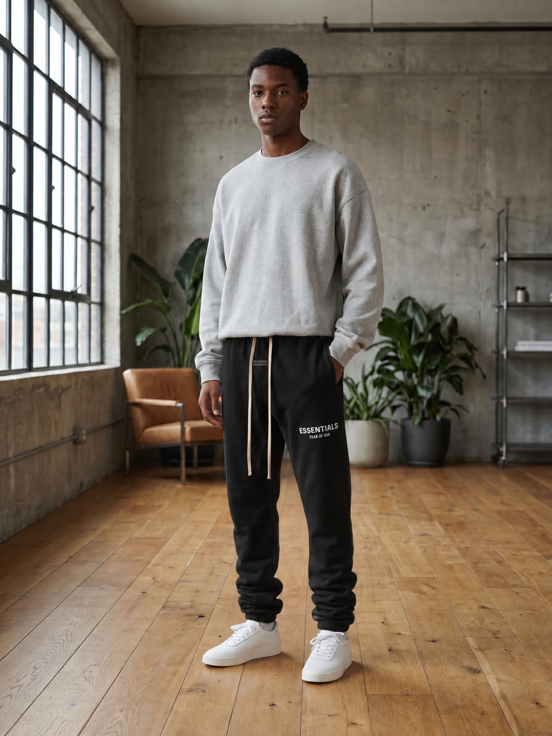 Men's Sweatpant Oversized Fit Elastic Waist Cotton Jogger Pants for Men Workout Running with Pockets