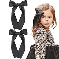 Vista 1 de 2 piezas de lazos largos de cinta para el pelo con clip para niñas, lazos de seda con cinta para el pelo, accesorios para el cabello para bebés
