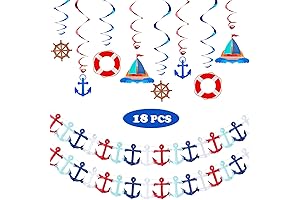 18 Pieces Nautical Party Decorations, Birthday Bash Accessory for Boys, First Birthday,...