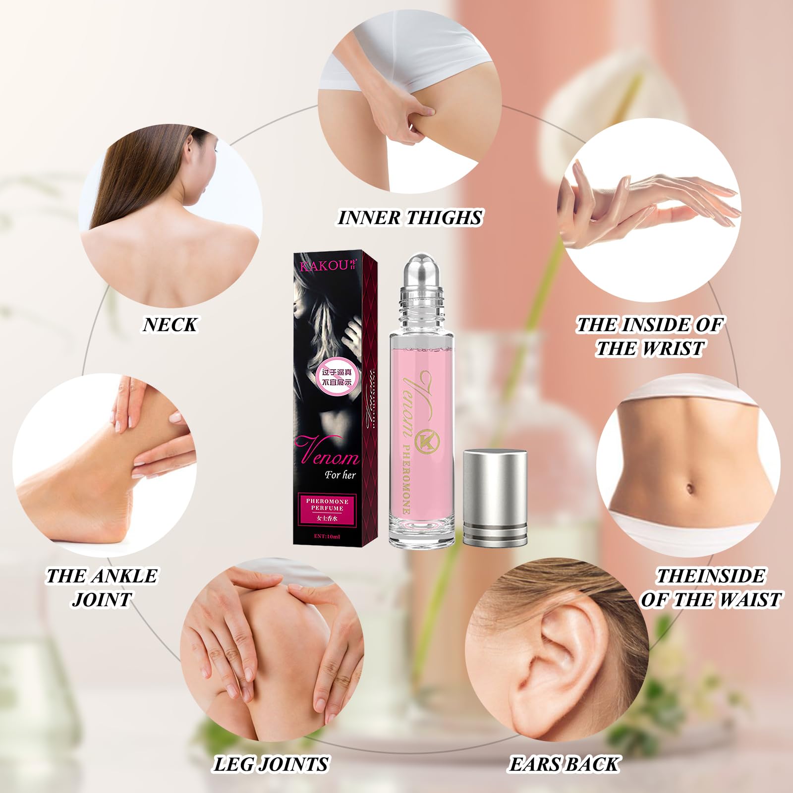 Parfum Pheromone pour Femme, 6 Pcs Venom Parfum Phéromones Femme Flavor Parfum Pheromone Parfums pour Femme Roll-On Venom Parfum Pheromone Parfum avec 2 Roll On Bouteuille