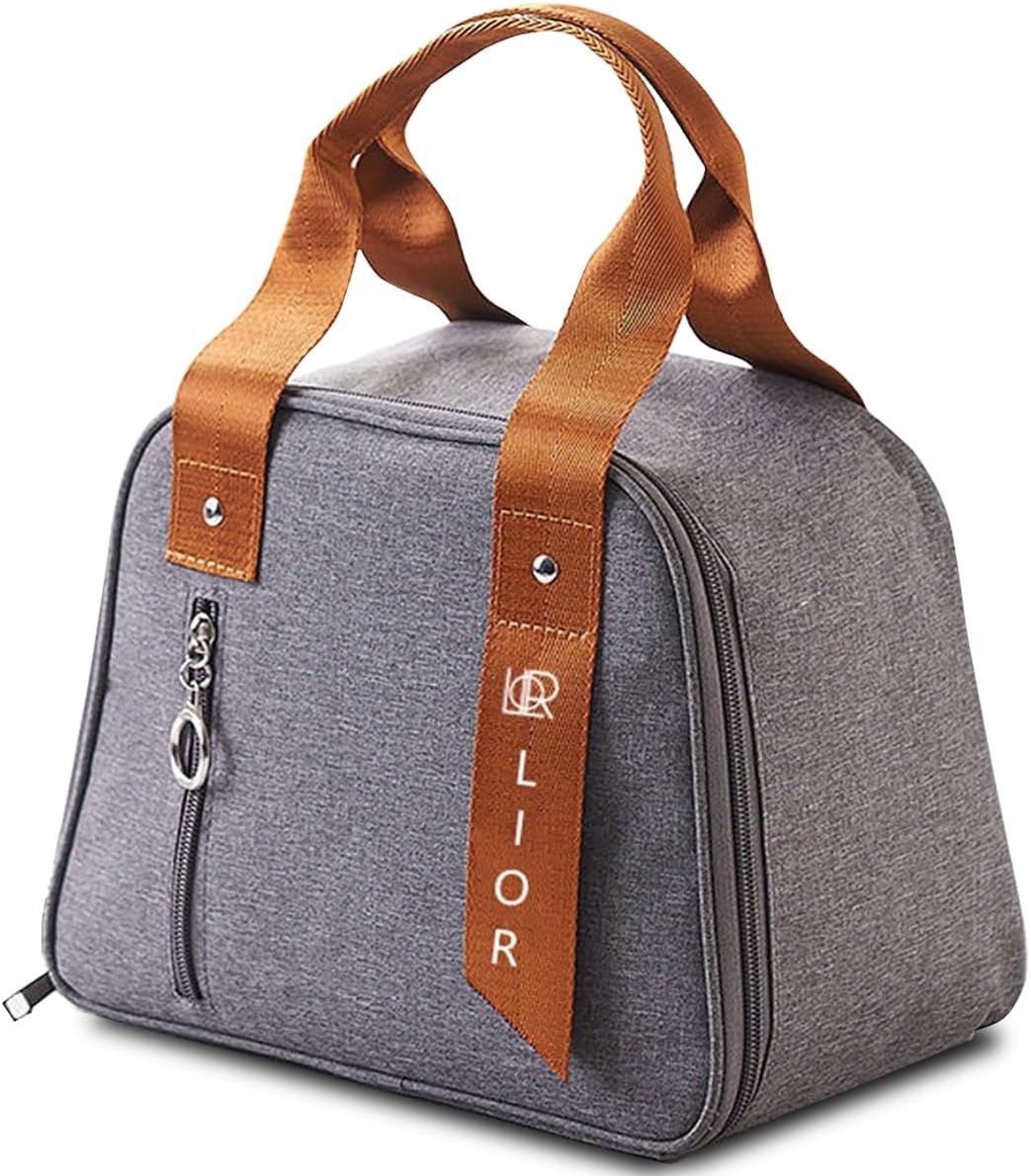 Lior Spacious Insulated Lunch Tote Bag for Women and Men - Leakproof Cooler Bag for Work, Travel, and Office - Adult Thermal Lunch box Grey