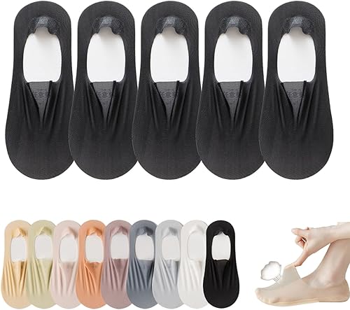 LELEBEAR Rsvelte - Calcetines delgados invisibles, 510, doble invisible, de seda de hielo, transpirables, calcetines delgados que no se ven para