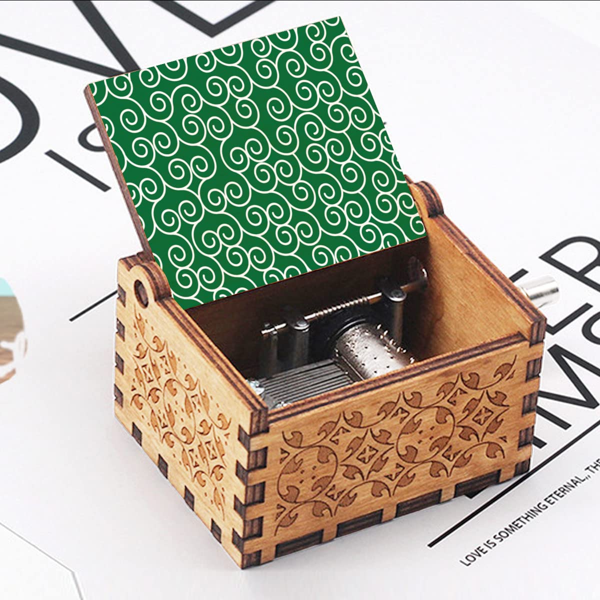 Amazon.co.jp: オルゴール 木製 和柄 緑 唐草模様 ミュージック