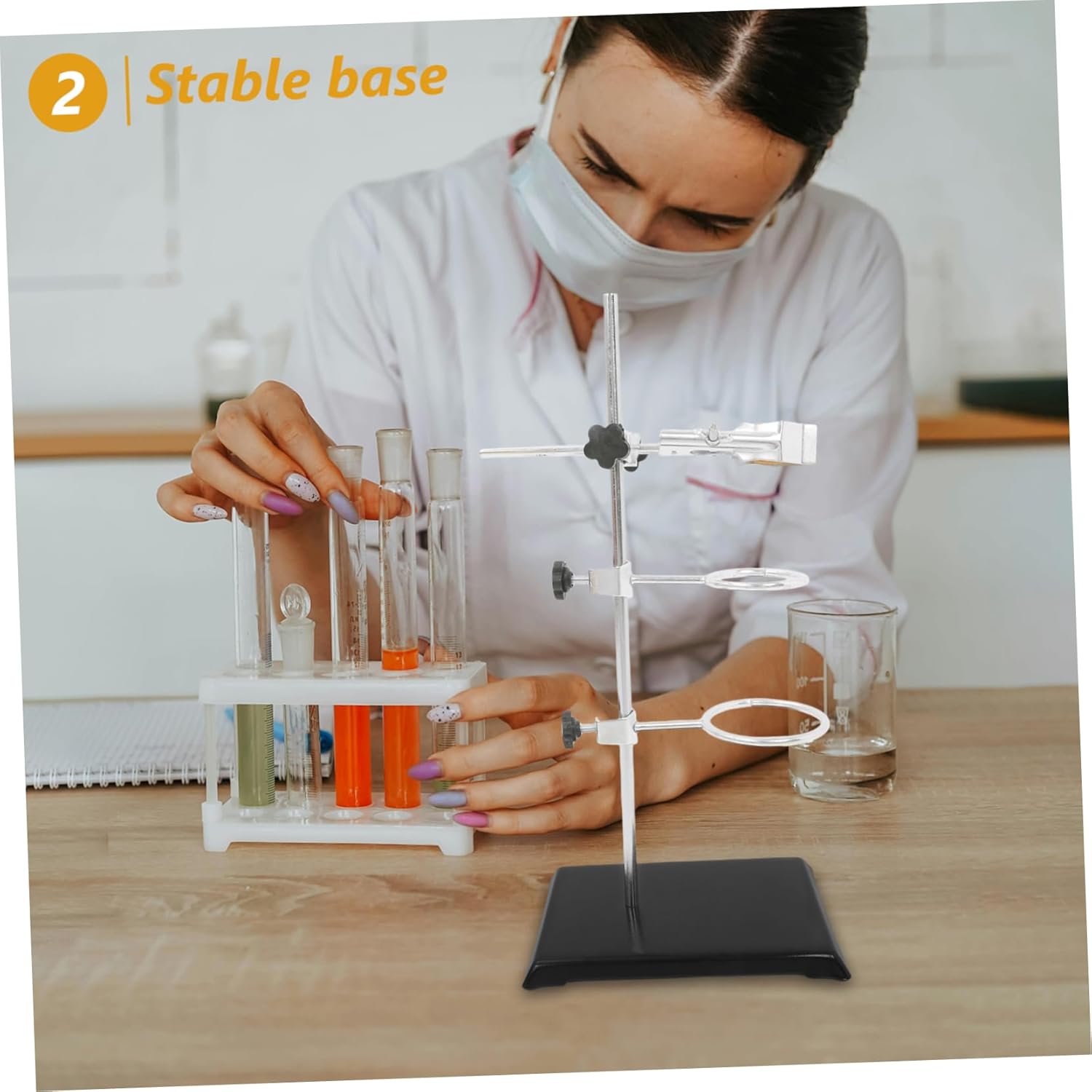 Lab Equipment Rack Chemistry Lab Tool Retort Stand Flask Clamp Heavy Duty Laboratory Stand Ring Clamp Physical and Chemical Experiment