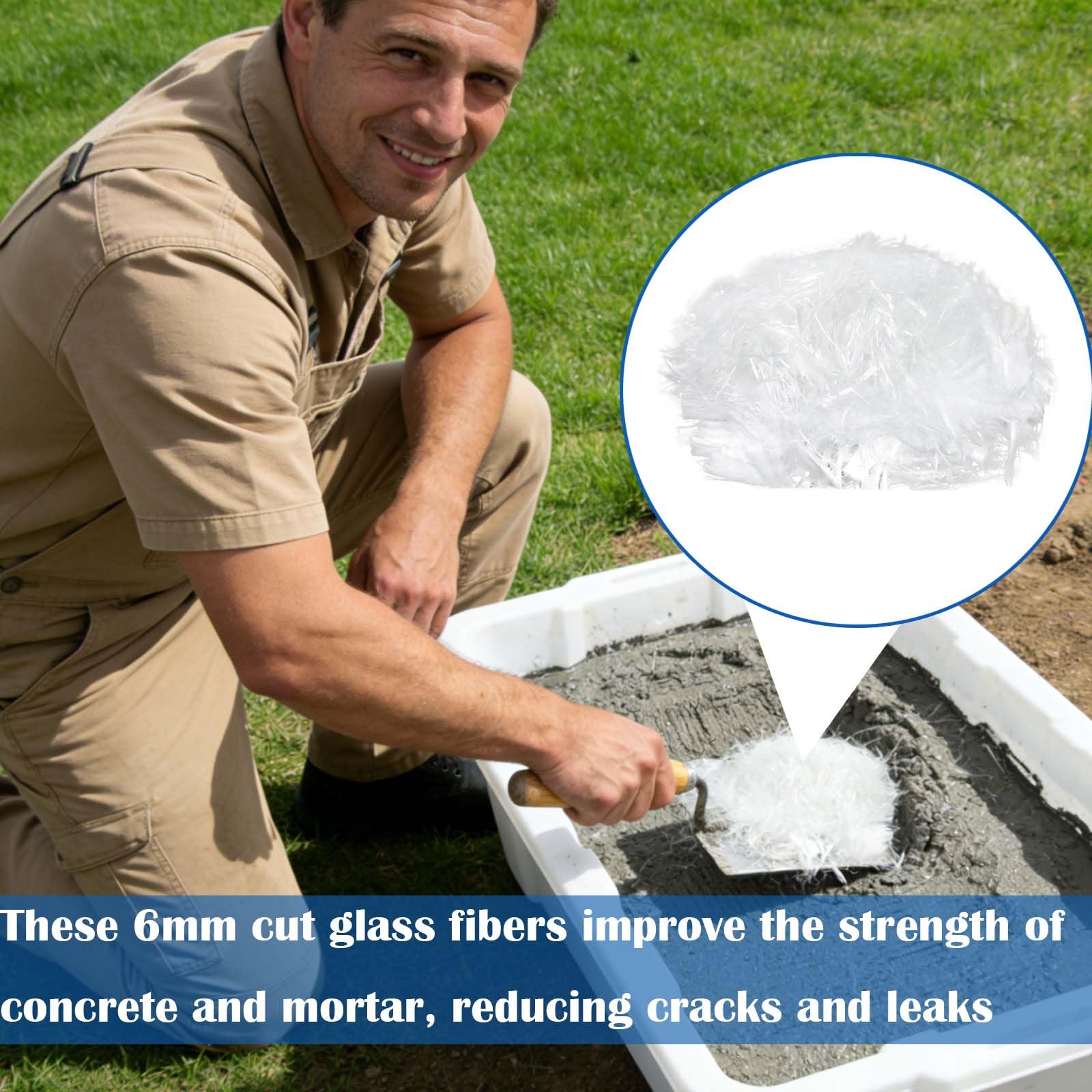 Fibre de Verre Haute qualité 2,2 LB pour béton, Ciment, époxy et mortier Renforcement, résistance à la Chalet à la Corrosion, idéale pour Applications DIY et Professionnelles