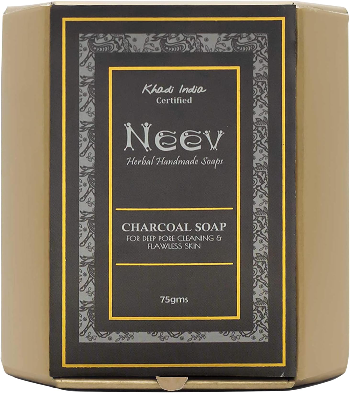 Herbal Handmade Soaps Charcoal Soap for Deep Pore Cleansing and Flawless Skin, 75 g