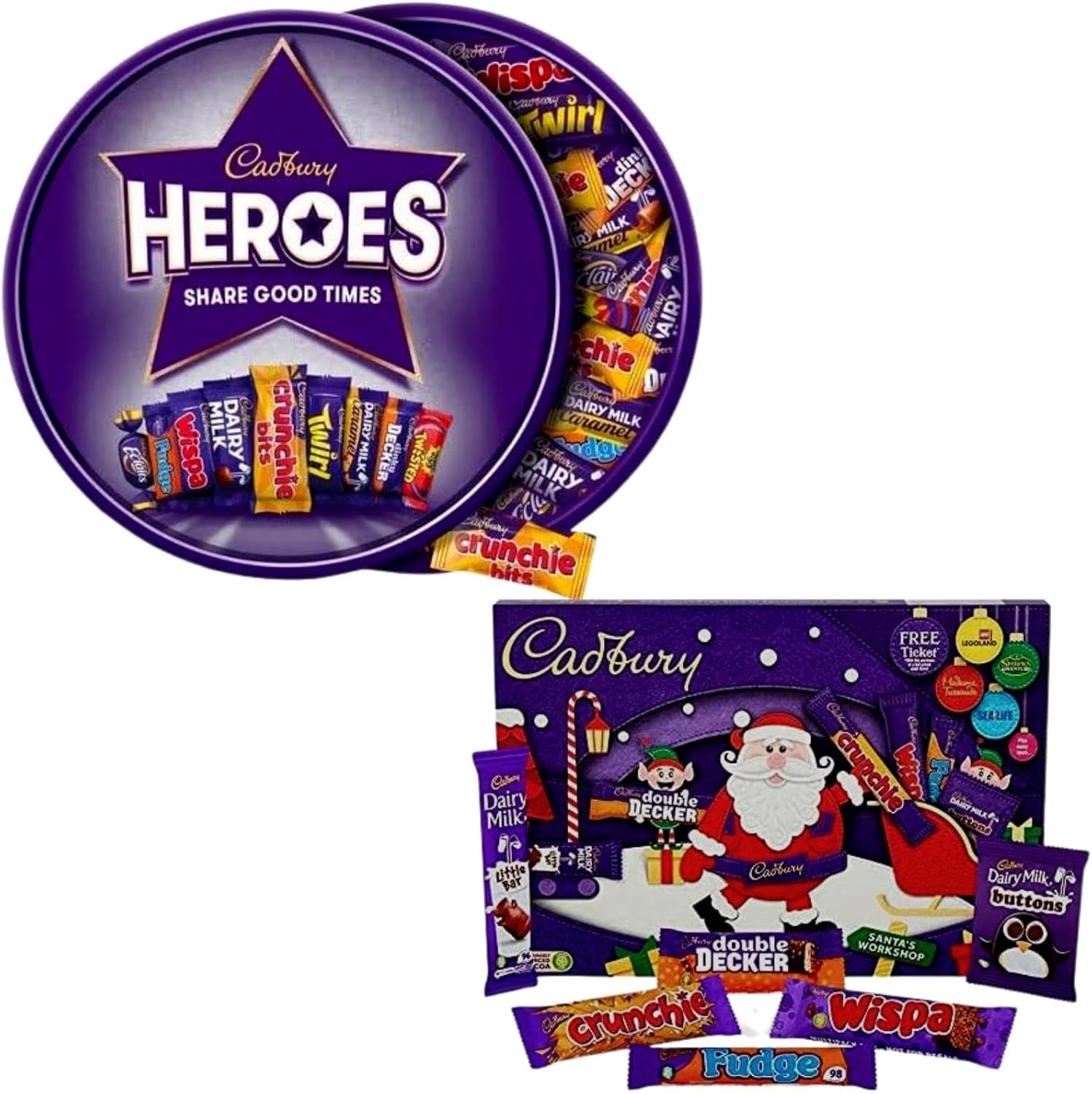 Heroes Chocolate Tubs Bundle With Heroes Tub 550g And Christmas Santa