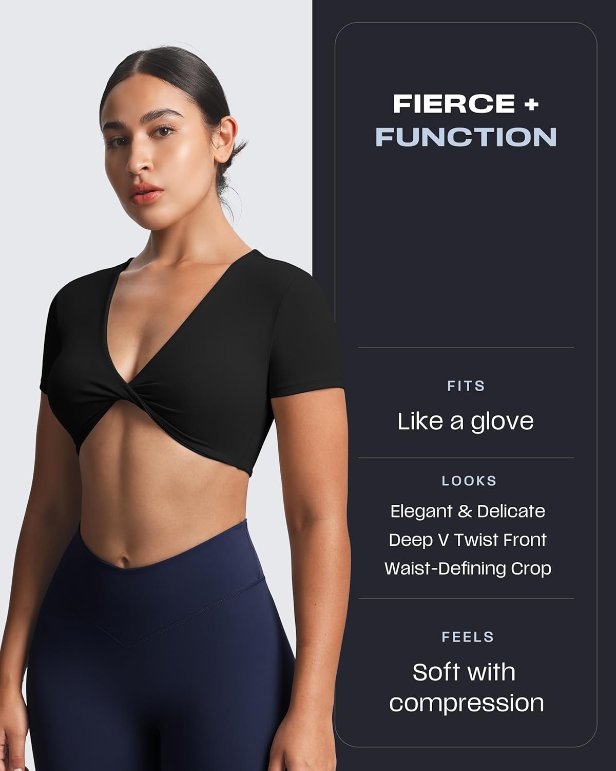 Aoxjox Short Sleeve Crop Tops for Women Sienna Twist Deep V Workout Cropped T Shirt Top - Image 5