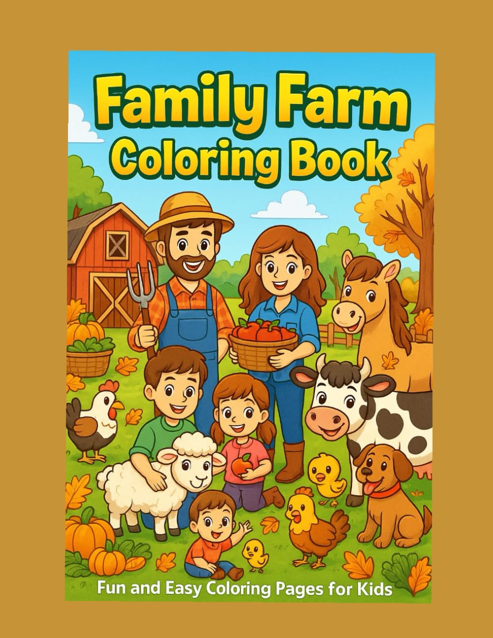 Family Farm Coloring Book For Kids 3-8: Fun and Easy Coloring Pages for Kids