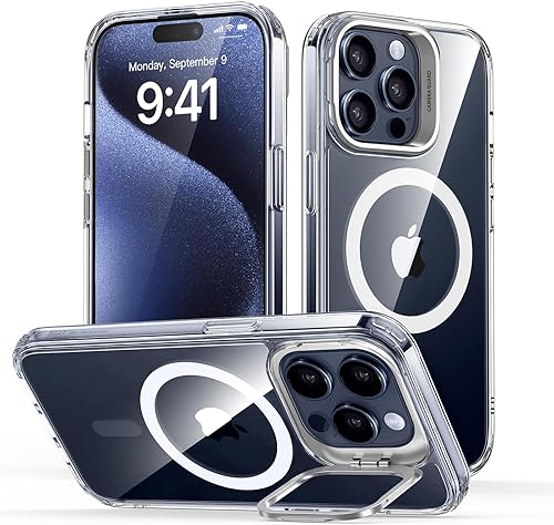 ESR Funda para iPhone 15 Pro Max, compatible con MagSafe, funda protectora de grado militar, funda de teléfono con soporte integrado, cubierta