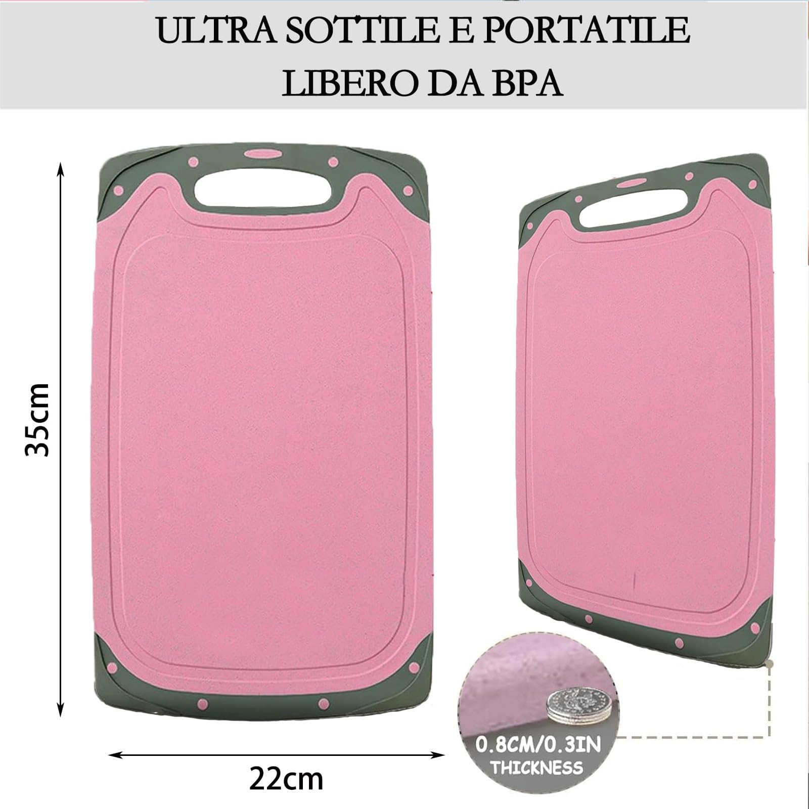 Set Di 3 Taglieri Da Cucina Professionali In Plastica Senza BPA - Con Scanalatura Per Succhi E Pressa Aglio Integrata