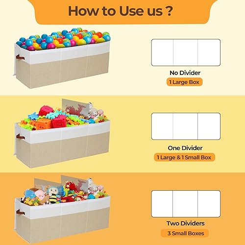 Miniatura 7 de Caja de juguetes extragrande, plegable y resistente de 150 litros con tapa, organizador de almacenamiento para niños de 40 x 14 x 16 pulgadas, baúl