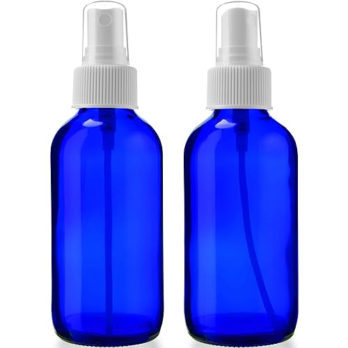2 atomizadores vacío azul botella de aerosol, 4 oz rellenables es ideal para aceites esenciales orgánicos, productos de belleza, hecho en casa,