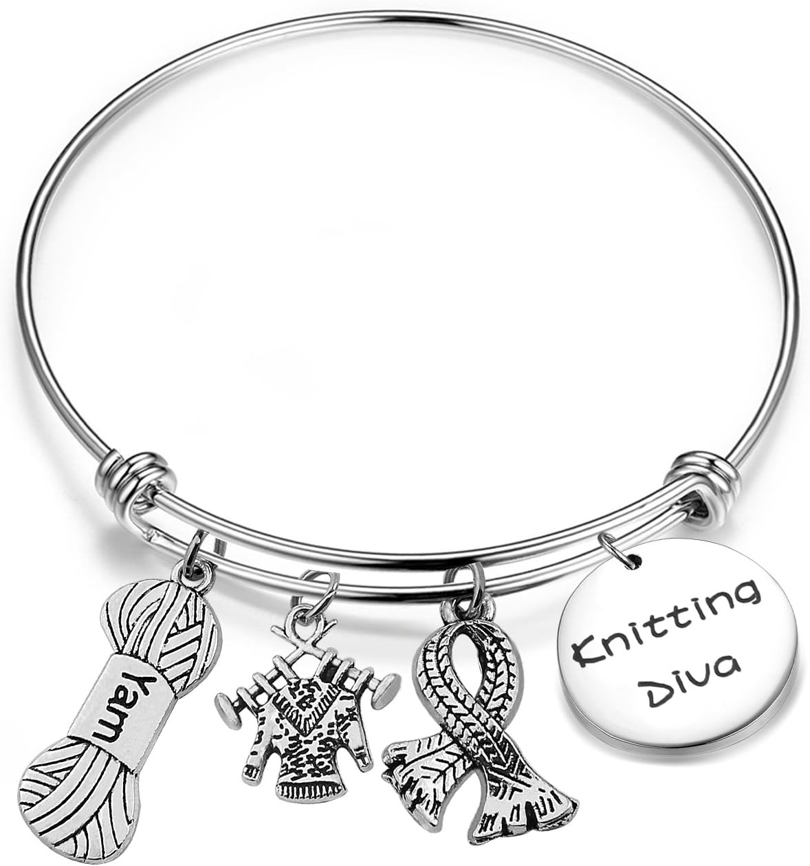 Gzrlyf Knitting Diva Bracelet Knitting Lover Bracelet Knitter Bracelet Crochet Bracelet Gift for Knitter Grandmother Gift Retirement Gift