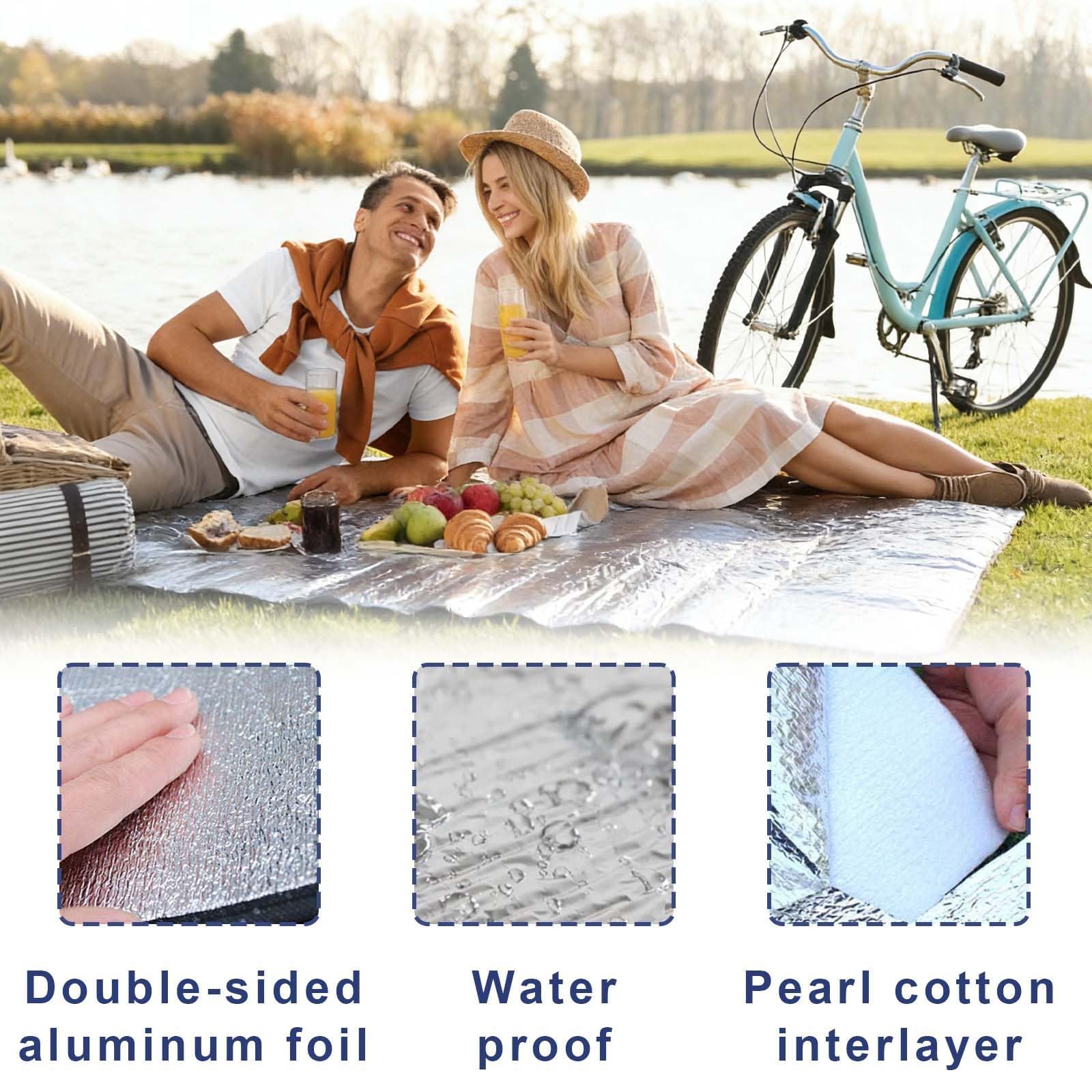 200 cm x 200 cmCoperta da Campeggio Foglio di Alluminio, Cuscino Sedile Pieghevole,Tappetino in Schiuma daCampeggio,Tappetino per Dormire in Schiuma,perCampeggio,Spiaggia,Escursionismo,Yoga