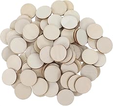 Apausvcm Pack of 100 Round Wooden Discs for Crafts, 2.5 cm Untreated Natural Wood Discs, Mini Wood Discs Round, Lanko Unpainted Wooden Circles, for DIY Crafts, Painting, Wedding, Home Textiles, Scatter Decoration
