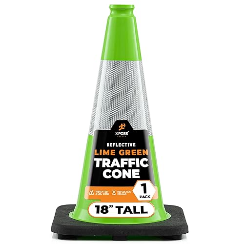 Miniatura 43 de Xpose Safety Conos de tráfico naranjas de 18 pulgadas, resistentes, 3 libras con collar de 6 pulgadas, 1 paquete de conos de seguridad de plástico