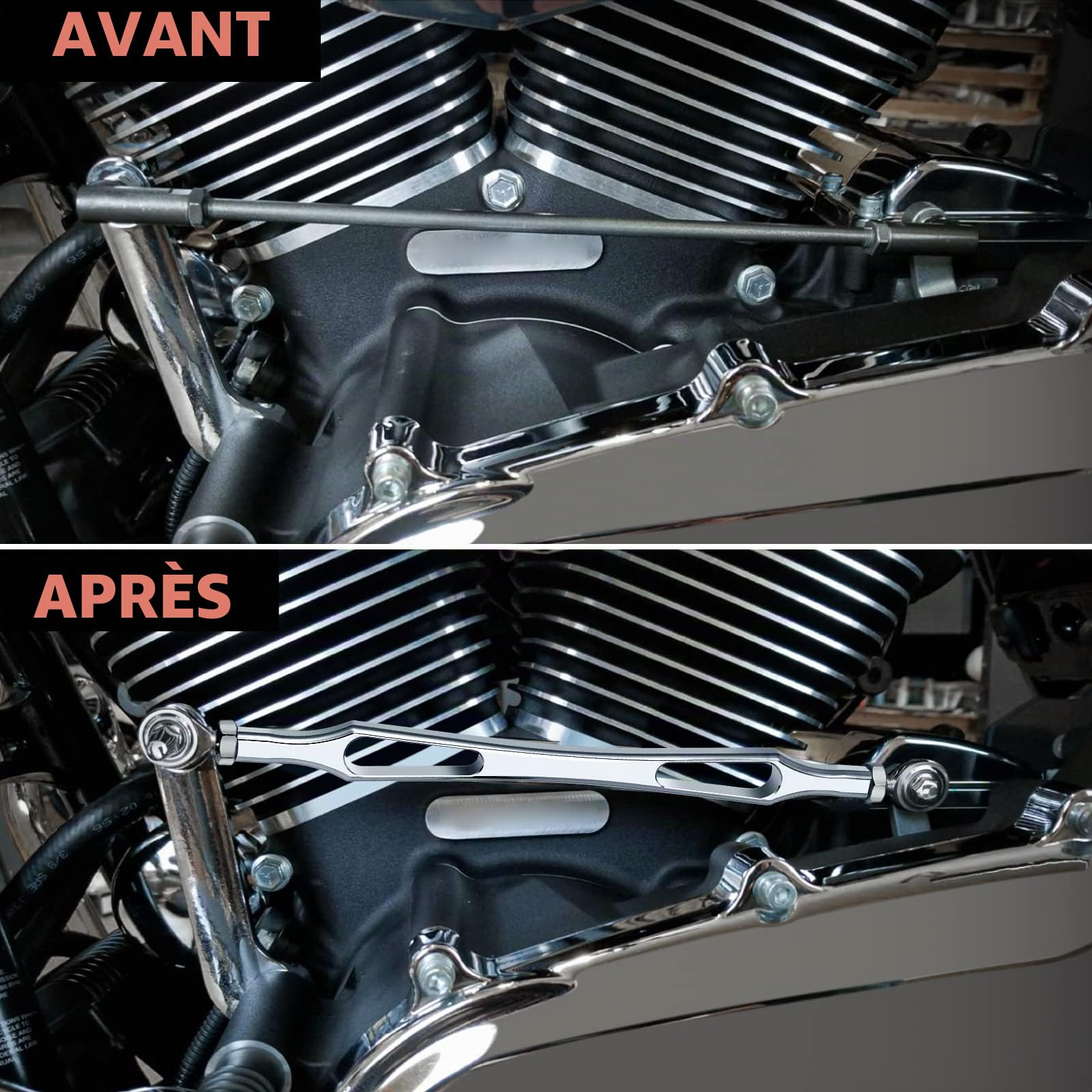 Amazicha Liaison de changement de vitesse chromée compatible avec Harley Davidson Softail Dyna Touring Road King Electra Street Glide Tri Glide 1986-2021