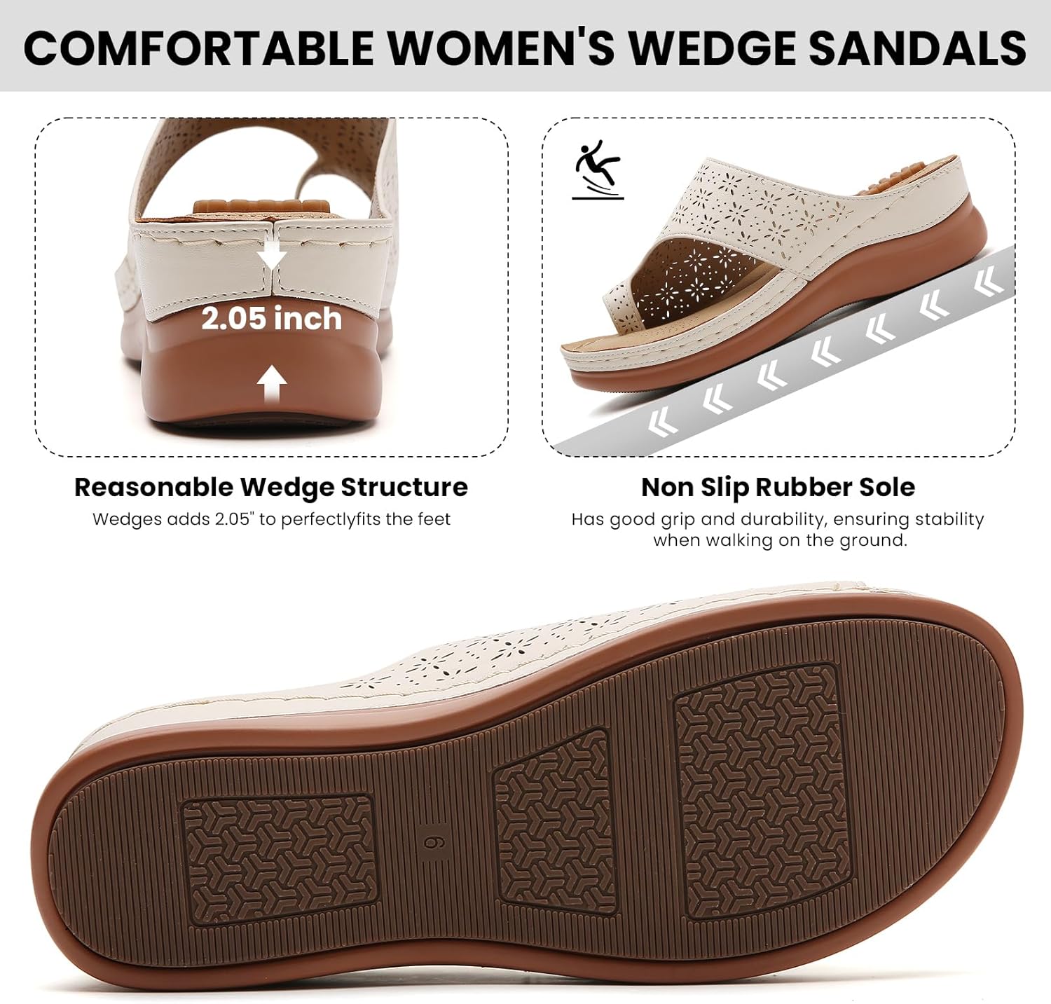 Tilocow Women's Wedge Sandals: Comfortable Orthopedic Ladies' Flip Flops, Dressy Summer Casual Walking Wedge Shoes - Image 5