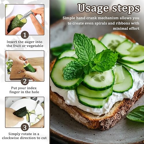 Miniatura 4 de Paquete de 2 cortadores en espiral de piraña para papas, cortador en espiral de acero inoxidable para verduras, pepino y zanahoria