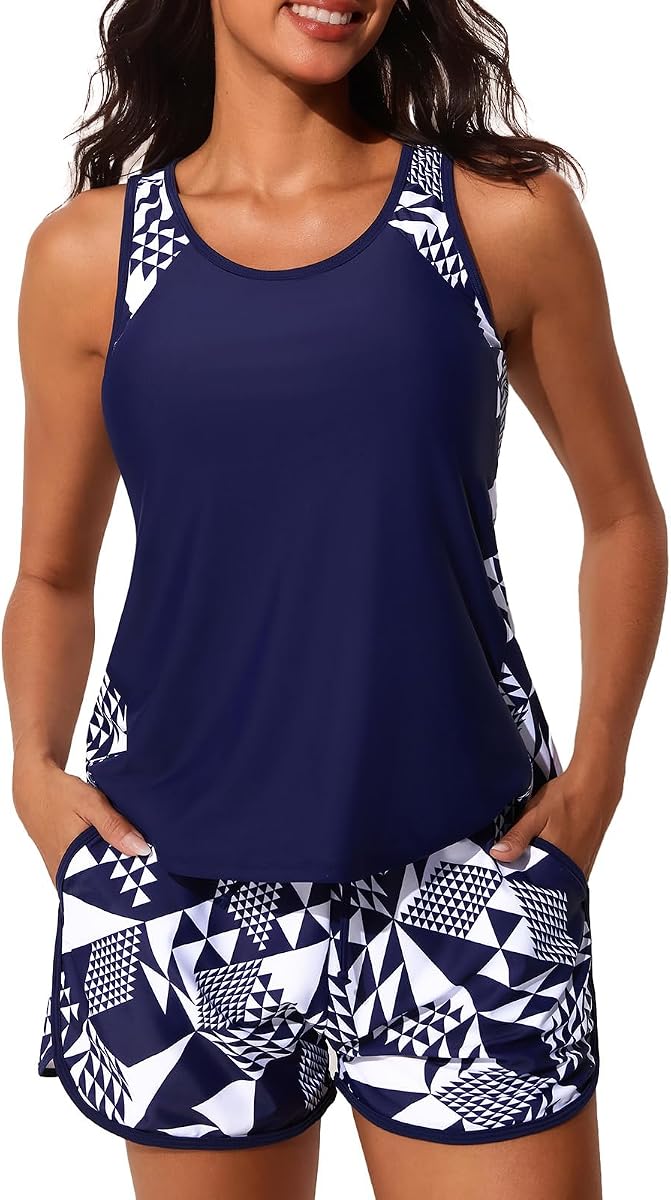 Blouson Women's Tankini Swimsuits Tummy Control Bathing Suits