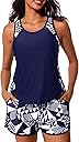 Summer Mae Blouson Tankini Swimsuits for Women 2026 Tummy Control Two Piece Bathing Suits with Sporty Pockets Swim Shorts