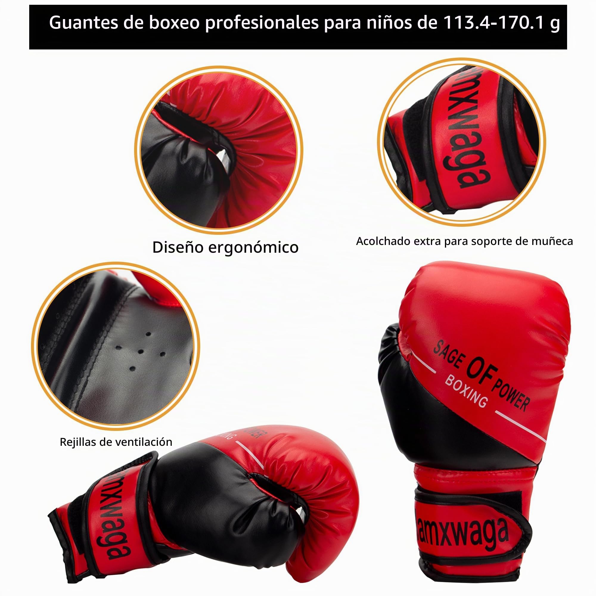 3-en-1 Guantes de Boxeo y Manoplas para Niños Niñas 6-oz Youth Junior Kit de Boxeo para MMA Muay Thai Karate Entrenamiento 3-12 años