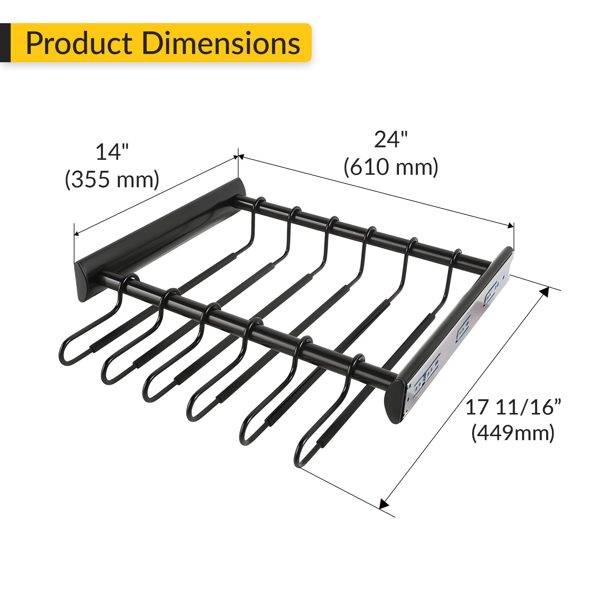 Brixwell QIKT-003 Hanger Pants Rack Pull Out Black Finish