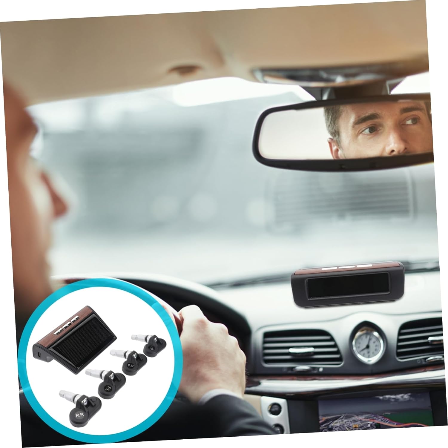 ARTIBETTER Internal Solar Tire Pressure Monitoring System LCD Screen for Cars Lightweight Easy to Install Stability and Voice Prompt