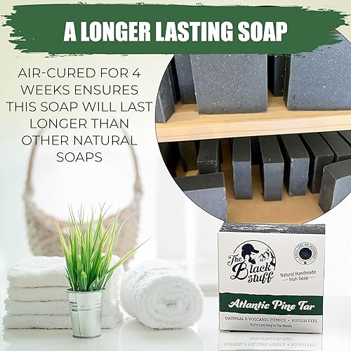 Miniatura 2 de Jabón de alquitrán de pino – Jabón en barra para hombre hecho con alquitrán de pino, ingredientes orgánicos y aceites esenciales – Jabón corporal de