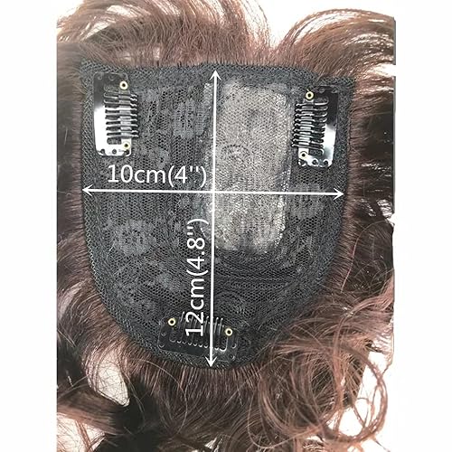 Miniatura 3 de Toppers de cabello humano rizado ondulado con clip en tupé con flequillo lateral, fleco para mujer, pelucas para pérdida de cabello suave, cubierta