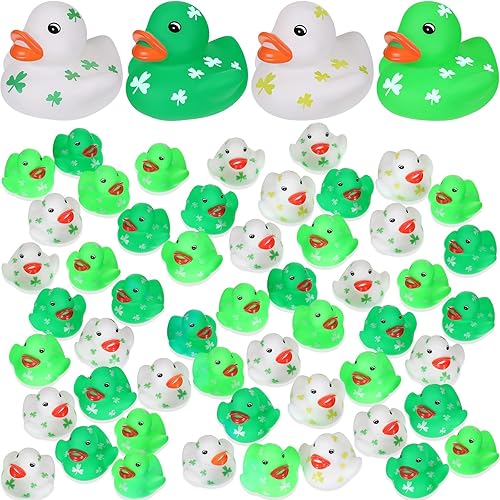 Jerify 100 patos de goma para el día de San Patricio de 2 pulgadas, juguetes de baño, decoraciones de fiesta del día de San Patricio, patos de goma
